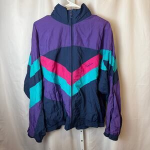 Vintage 90s Pierre Cardin Colorblock Windbreaker Jacket Nylon Full Zip Retro L
